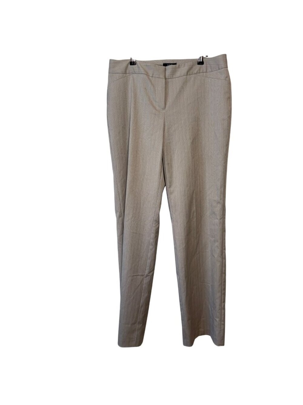 Alfani Womens Herringbone Straight-Leg Trousers Size 10 Beige